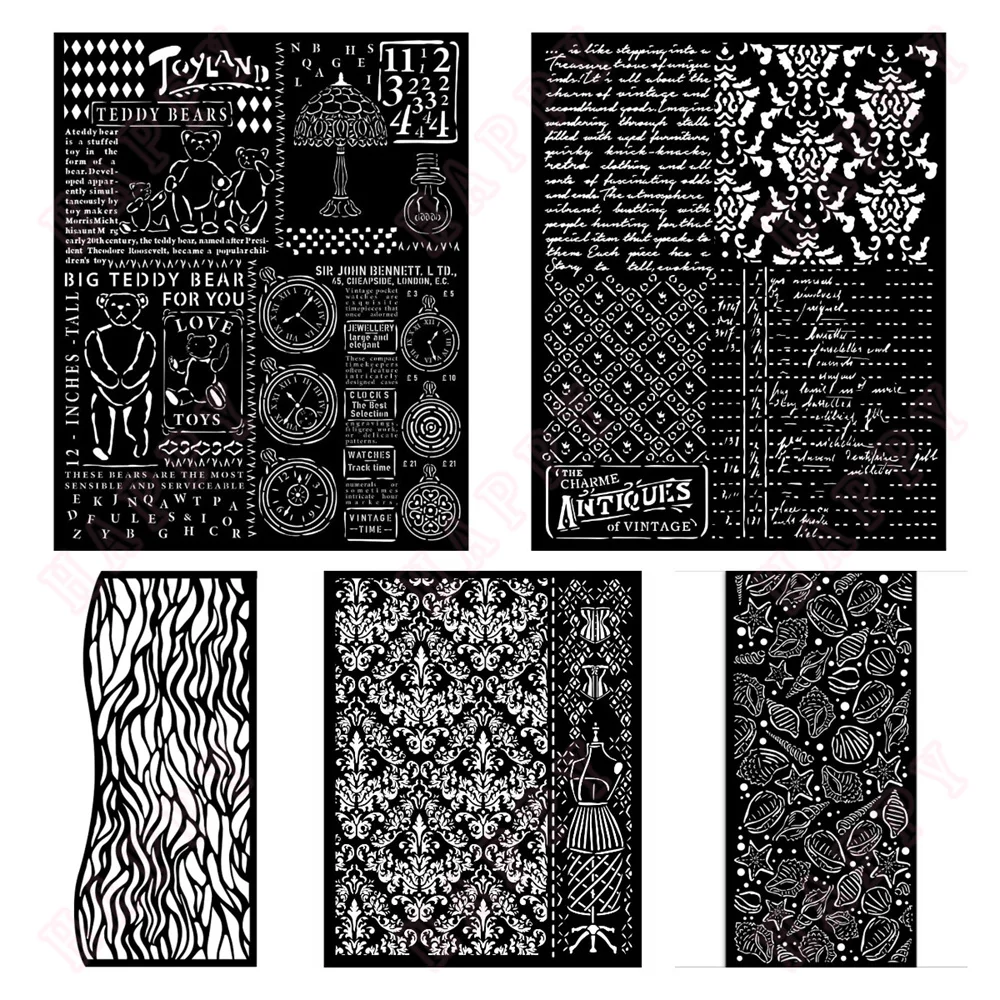 

Antiques Mixed Patterns DIY Layering Stencils Graphics Painting Scrapbooking Ornament Album Embossed Template Land Waves Stencil