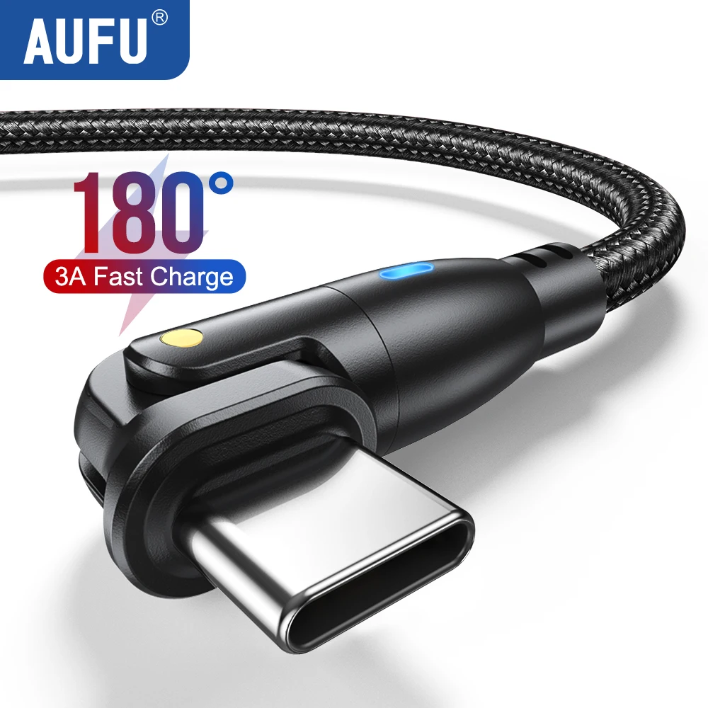 AUFU USB C 타입 케이블 리얼미 화웨이 P30 용, 3A 고속 충전 데이터 코드, 삼성 원플러스 포코 F3 아이폰 충전기, 마이크로 USB 와이어