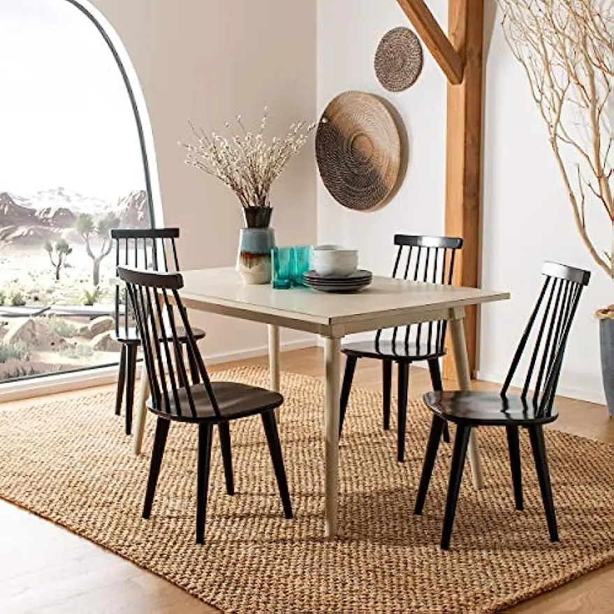 

Burris Country Farmhouse Wood Black Spindle Side Chair (Set of 2) Dining Chairs