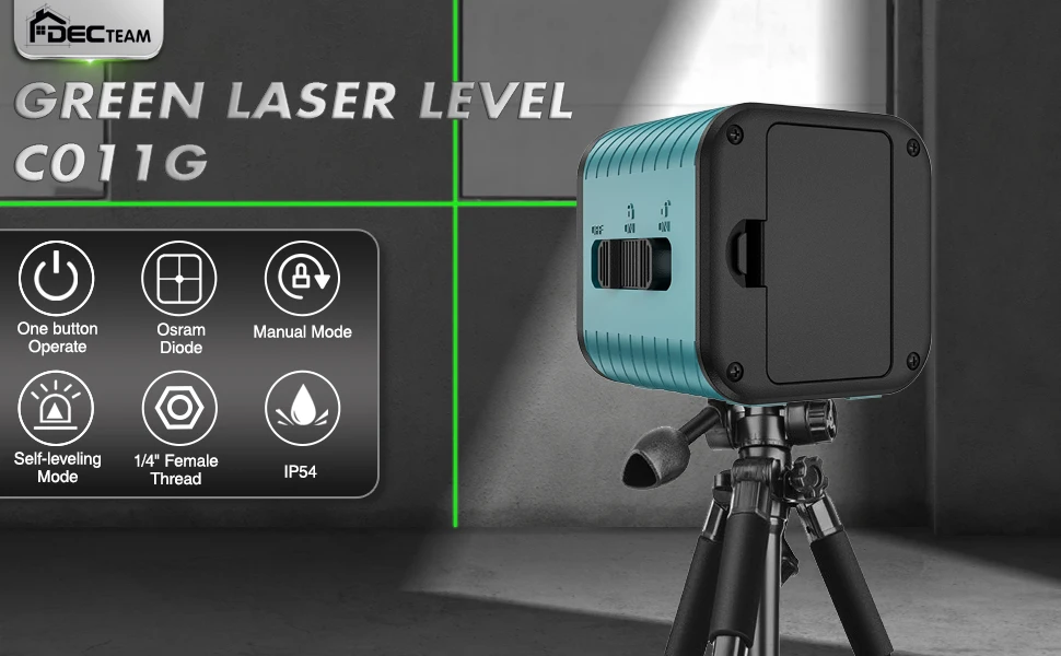 Laser Level 2-Line High Visibility Green Red Laser Beam Level Instrument Portabl