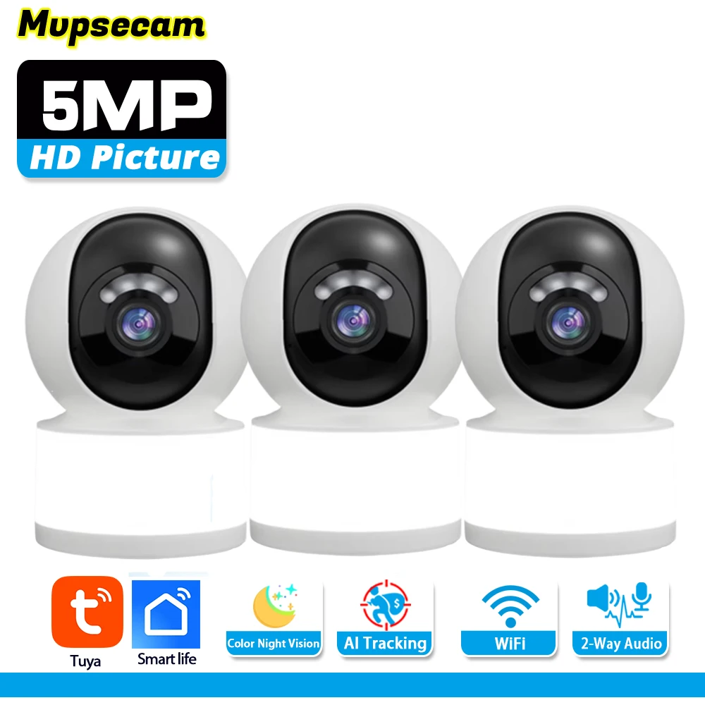 Tuya Mini 5MP WiFi IP Camera Indoor Wireless Security Home CCTV Video Surveillance Camera Smart Life Home PTZ Baby Monitor Cam 1