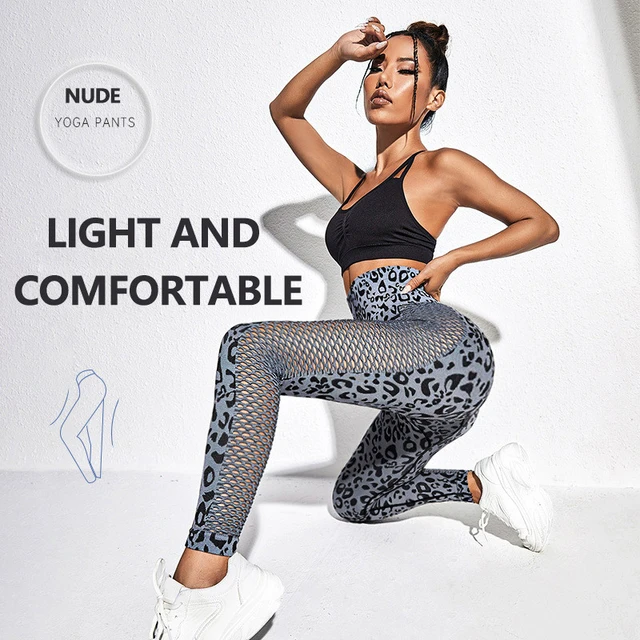 Leopard Yoga Pants Print Hollow Leggings Women Hip Fitness Gym Butt Lifts  High Waist Legging Breathable Pants - AliExpress