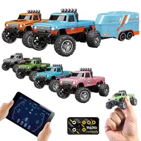 Mini Rc Truck With Trailer Mobile App Controlable 1:64 Metal Alloy Proportional Remote Control Car Christmas Gift 2.4GHz 1