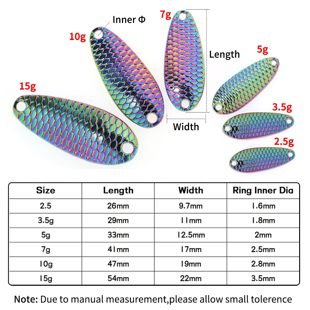Elllv 3PCS 2.5g 3.5g 5g 7g 10g 15g Shiny Fish Scales Trolling Spoons Hard Bait  Fishing Lure Jig Hook for Mackerel Bluefish