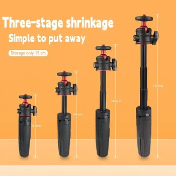 Mini Treppiede Estensibile da Tavolo, Supporto Fotografico Portatile con Testa a Sfera Flessibile, Asta di Prolunga per Vlog e Selfie