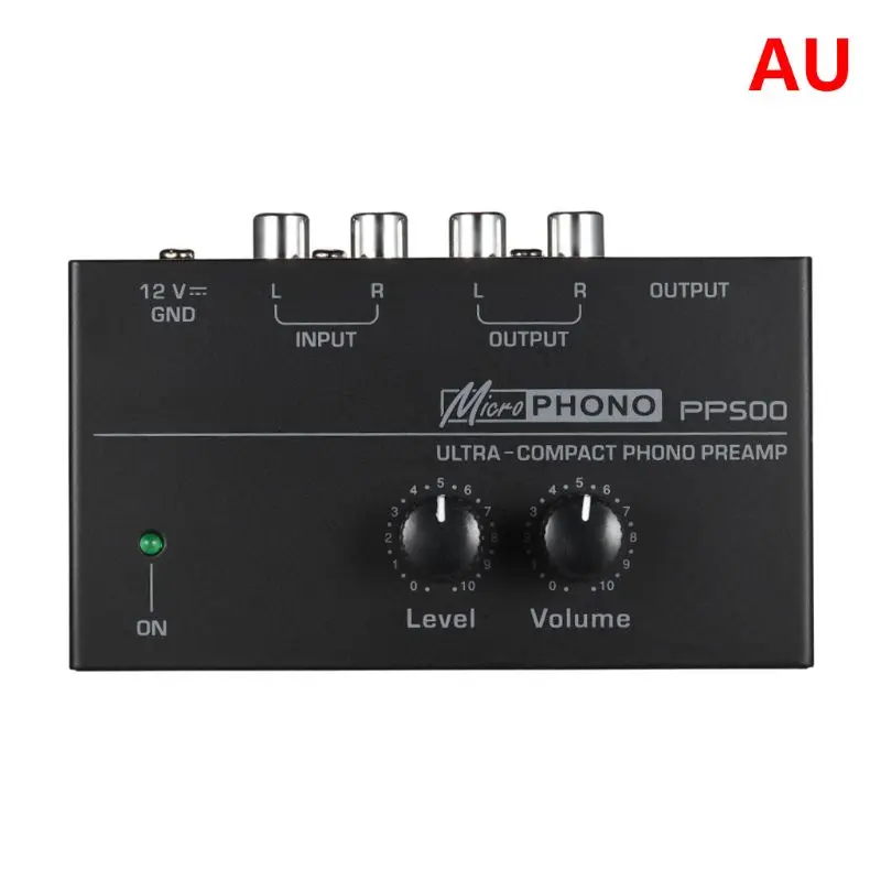 

E56B PP500 Phono Preamp Preamplifier with Level Volume Controls RCA Input Output 1/4" TRS Interfaces for LP Vinyl Turntable