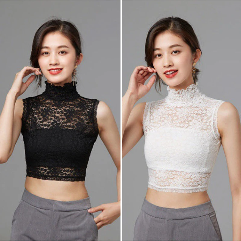 

Detachable Lace Covering Collar Lace Women Vest Basic Tops Mini Cape False Collar All-matching Women Clothes Female Tank Tops