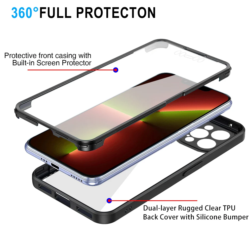 Custodia Antiurto 360° Con Anello Supporto Per IPhone - Modelli 11/12/13/14/15/16 Pro/Max/Plus E SE
