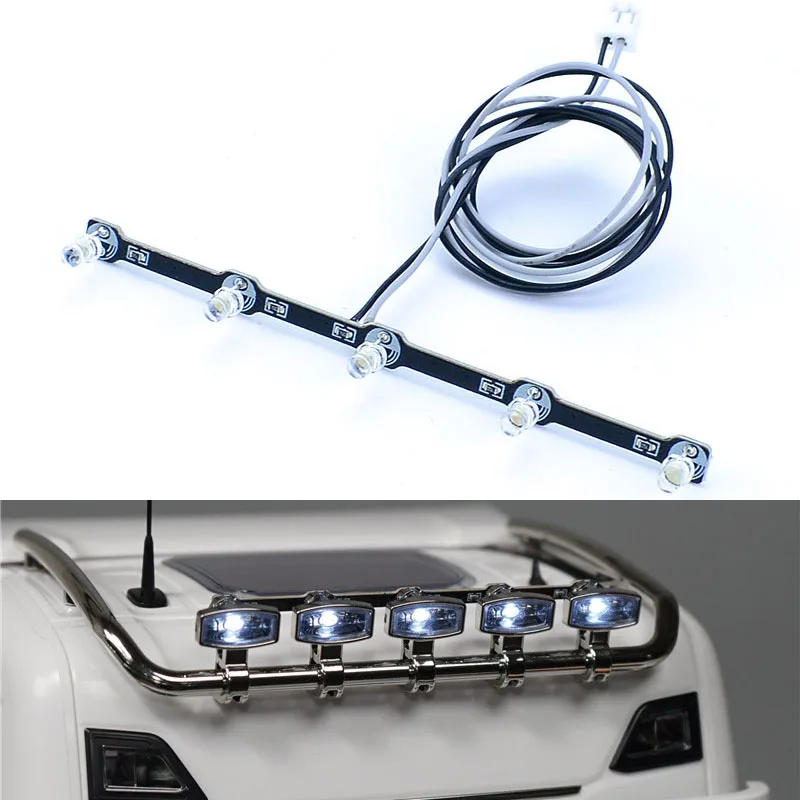 AXspeed 1/14 LED Dachlicht RC Truck Scheinwerfer 5-LED Lampe Strahler Für Tamiya Traktor Actros 3363 56348 RC Truck