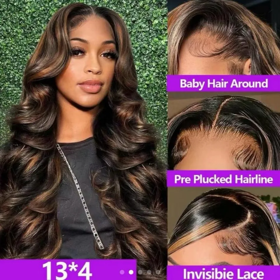 Highlight Wig Human Hair 13X6 Hd Lace Frontal Wig P1B30 Brazilian Body Wave Human Hair Wigs 427 Honey Blonde Colored 30 38 Inch
