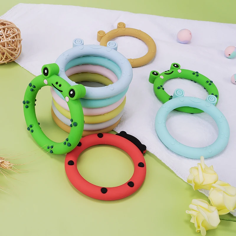 

3PC Silicone Baby Teether Frog Shape Soft Teether Ring Kid Gift Food Grade BPA Free Silicone Children Goods Kid Teething Toy