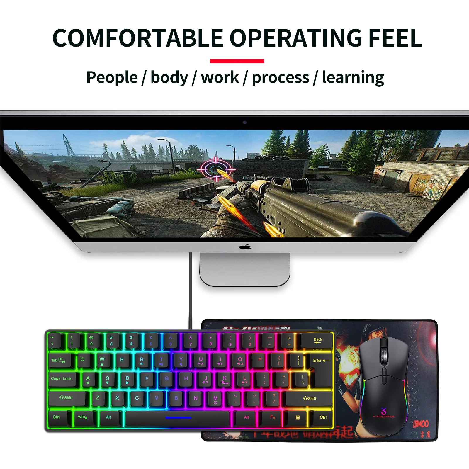 

61 Key K401 Notebook Desktop Wired Game Manipulator Sense Electric Competition Game Keyboard RGB Luminous Keyboard Keycap