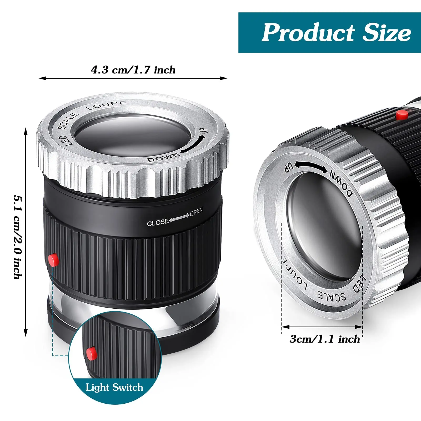 30X Pocket Magnifier with Scale LED UV Light Illuminated Magnifying Glasses Adjustable Focal HD Loupe Jewelry Tool Reading Lupa 2 30X Pocket Magnifier with Scale LED UV Light Illuminated Magnifying Glasses Adjustable Focal HD Loupe Jewelry Tool Reading Lupa - Image 2