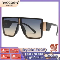 2022 Fashion Cool Flat Top Shield Metal Style Rivets Pilot Sunglasses Vintage Gradient Brand Design Sun Glasses Oculos Sol