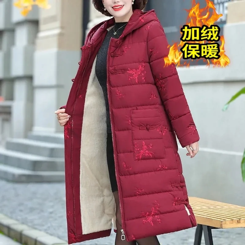 

Down Cotton Jacket Women 2022 Winter New Fashion Slim Middle-aged Mother Padded Coat Female Large Size Hooded Thick Warm Parkas