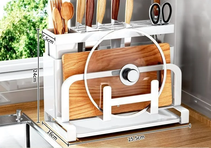 Kitchen Knife Rack Storage Rack for Kitchen Knives Chopsticks Cutting Boards Pot Lids Multifunctional Knives