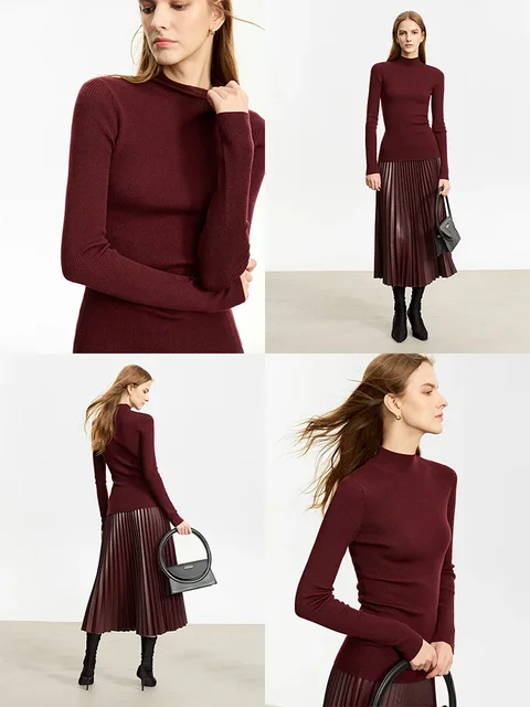 AMII Minimalism Sweater for Women 2023 Winter New Simple Slim Fit High Elastic Turtleneck Warm Solid Pullovers Female 12323075 4