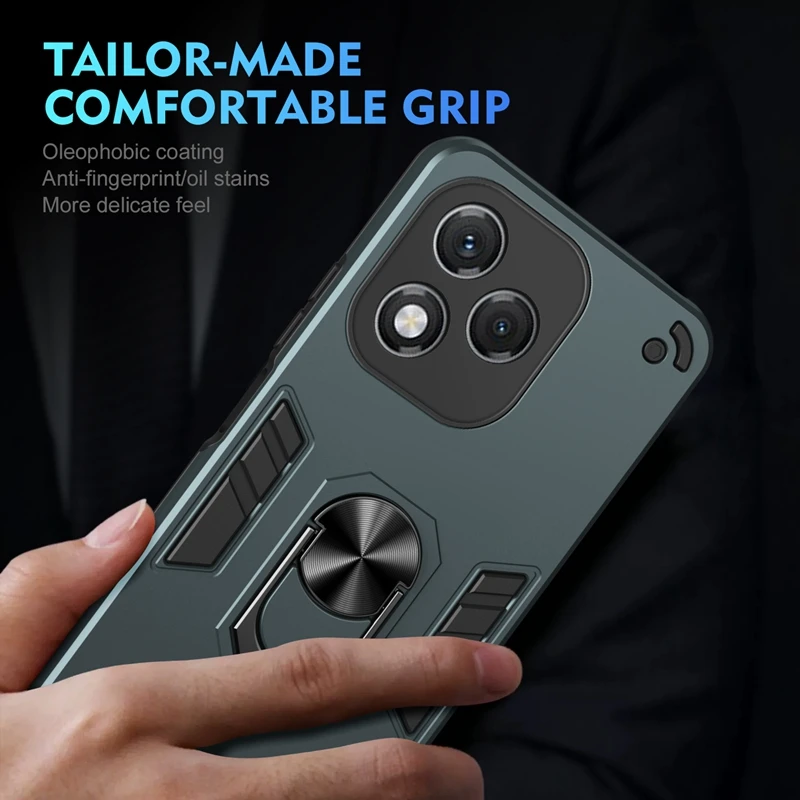Armor Shockproof Case with Lens Protection and Finger Ring Holder - Magnetic Cover for Honor 400 Series Phones