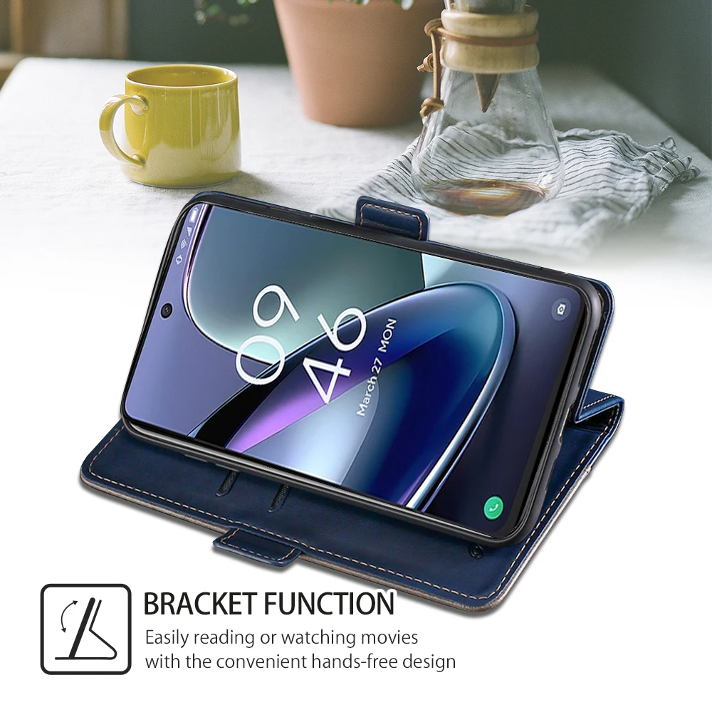 Elegant Business Book Style Multi Card Leather Flip Kickstand Case Cover