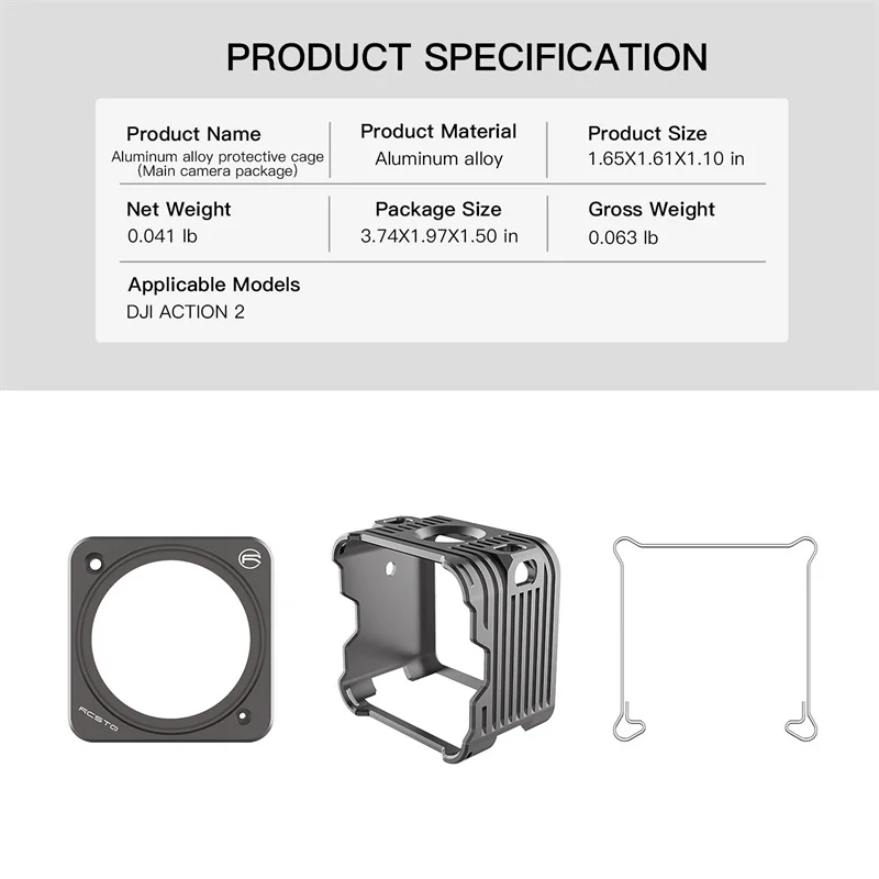 Metal Case for DJI Action 2 Anti-collsion Aluminum Alloy Protective Cage Cover+Adapter+UV Filter+Lens Cap Action 2 Accessory