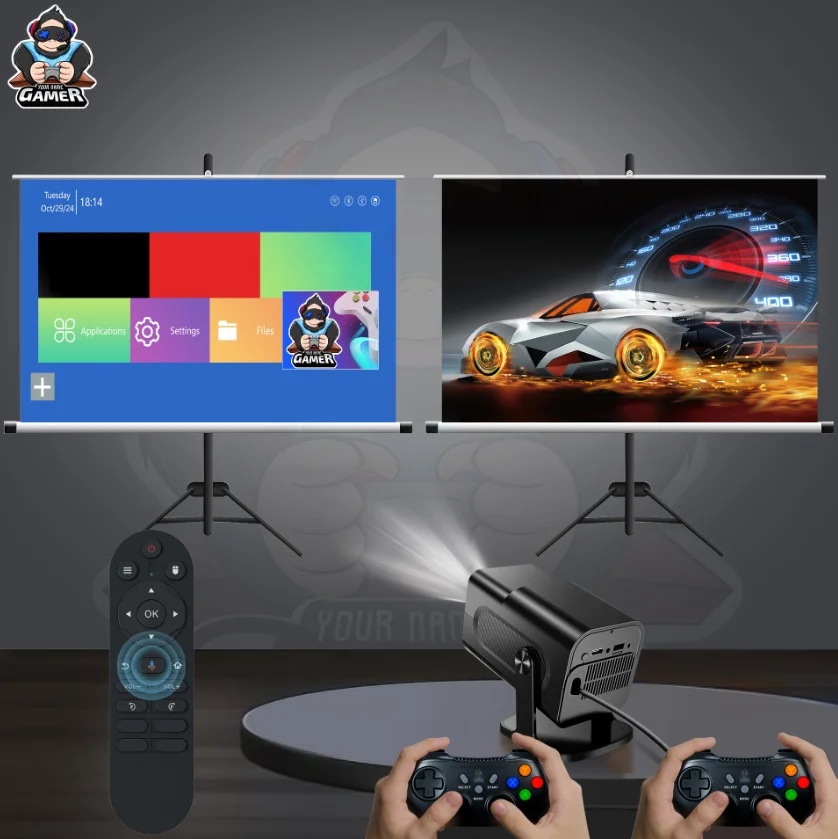 HCS350 PRO+ 듀얼 시스템 프로젝터 1080P 4K 디코딩 휴대용 홈시어터 레트로 게임 콘솔 WIFI6 올인원 비디오 프로젝터