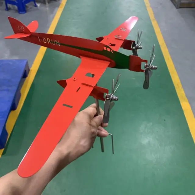 3D -S Úszó Sík Weathervane Egyedi Fém Repülőgép Szélmalom Szélenergia -Szobor Szobor Szél Fonó A Tető Udvar Kertjéhez - Image 5