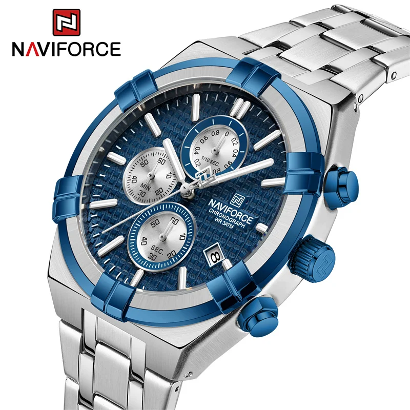 

NAVIFORCE Luxury Men's Watches Stainless Steel Fashion Quartz Wristwatches Male Business Calendar Clock Relogio Masculino 2023