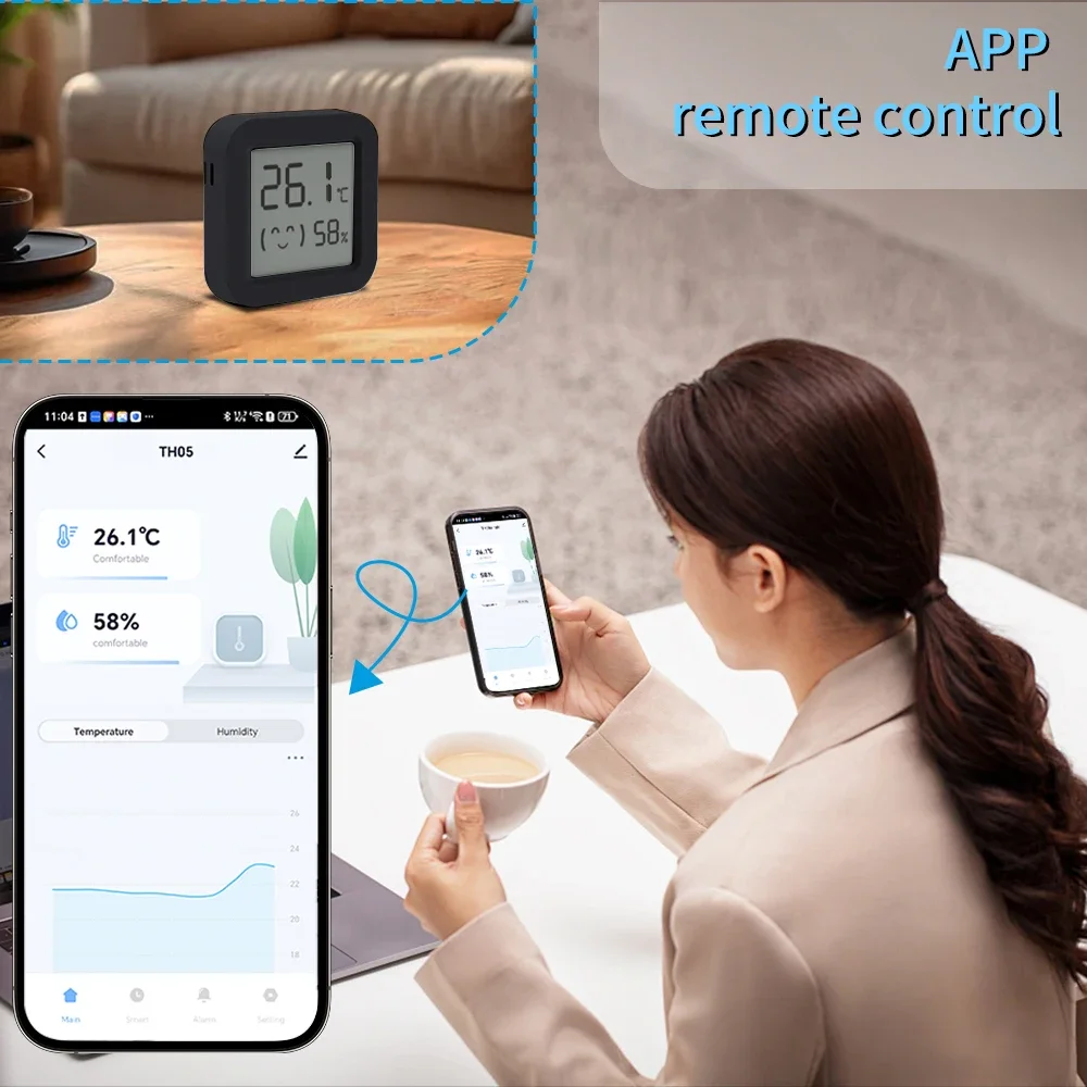 Tuya bluetooth-compatible Temperature Humidity Sensor LCD Thermometer Mini Smart Electric Hygrometer APP Remote Control Home