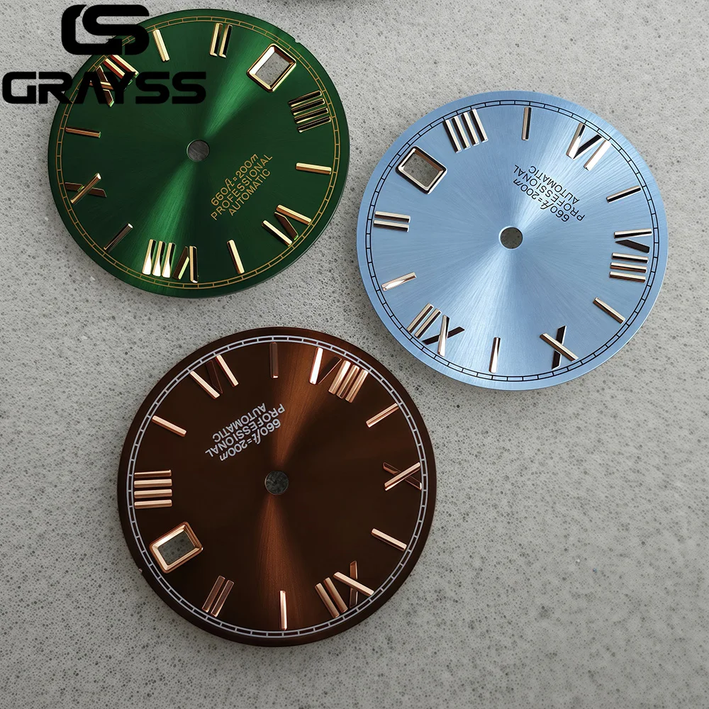 Steel Roman Numerals for DateJust Sunburst Watch Dial - Black, Blue, Gold, Silver Options