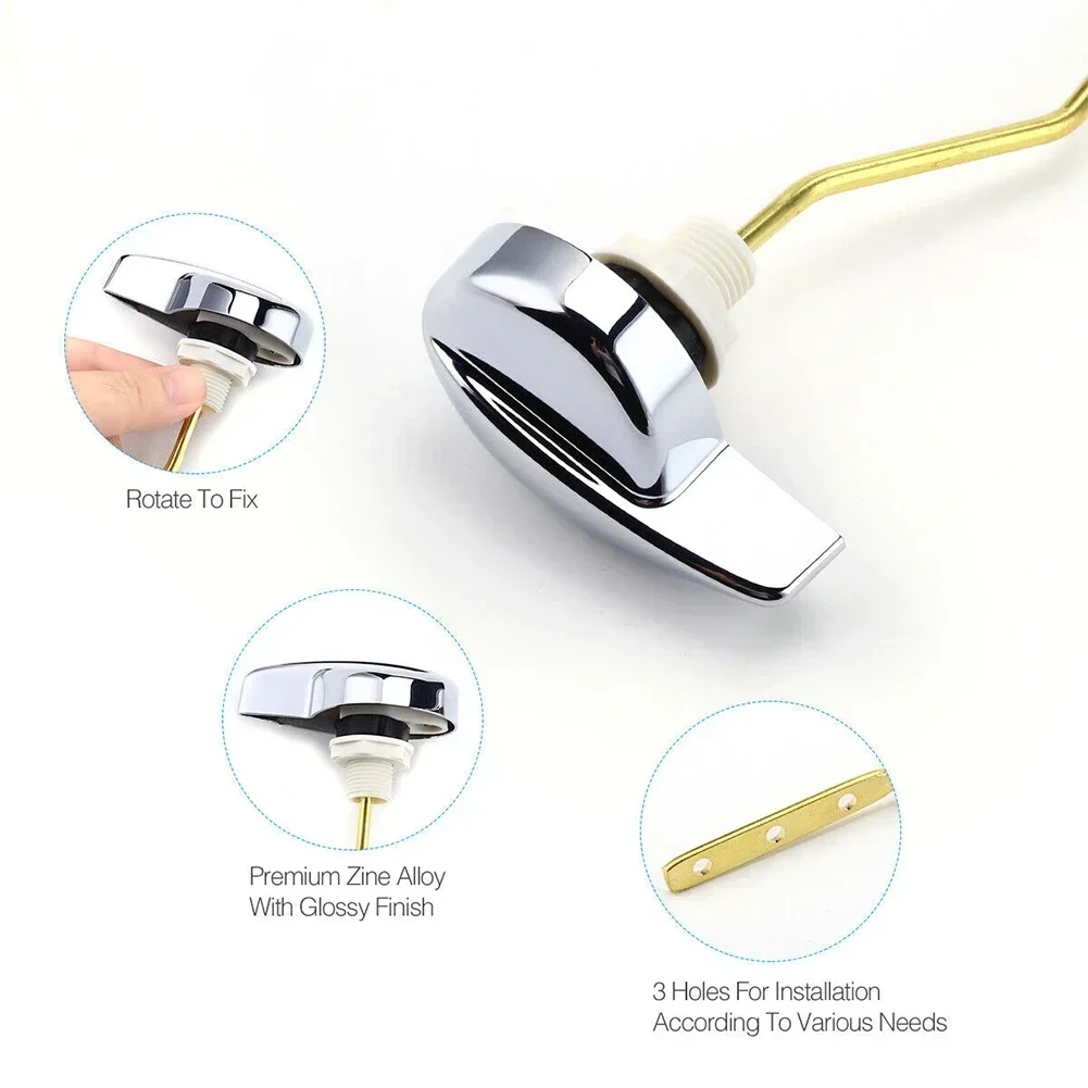 1Pc Universal Toilet Tank Flush Lever Chrome Finish Toilet Lever Handle Bathroom Accessories