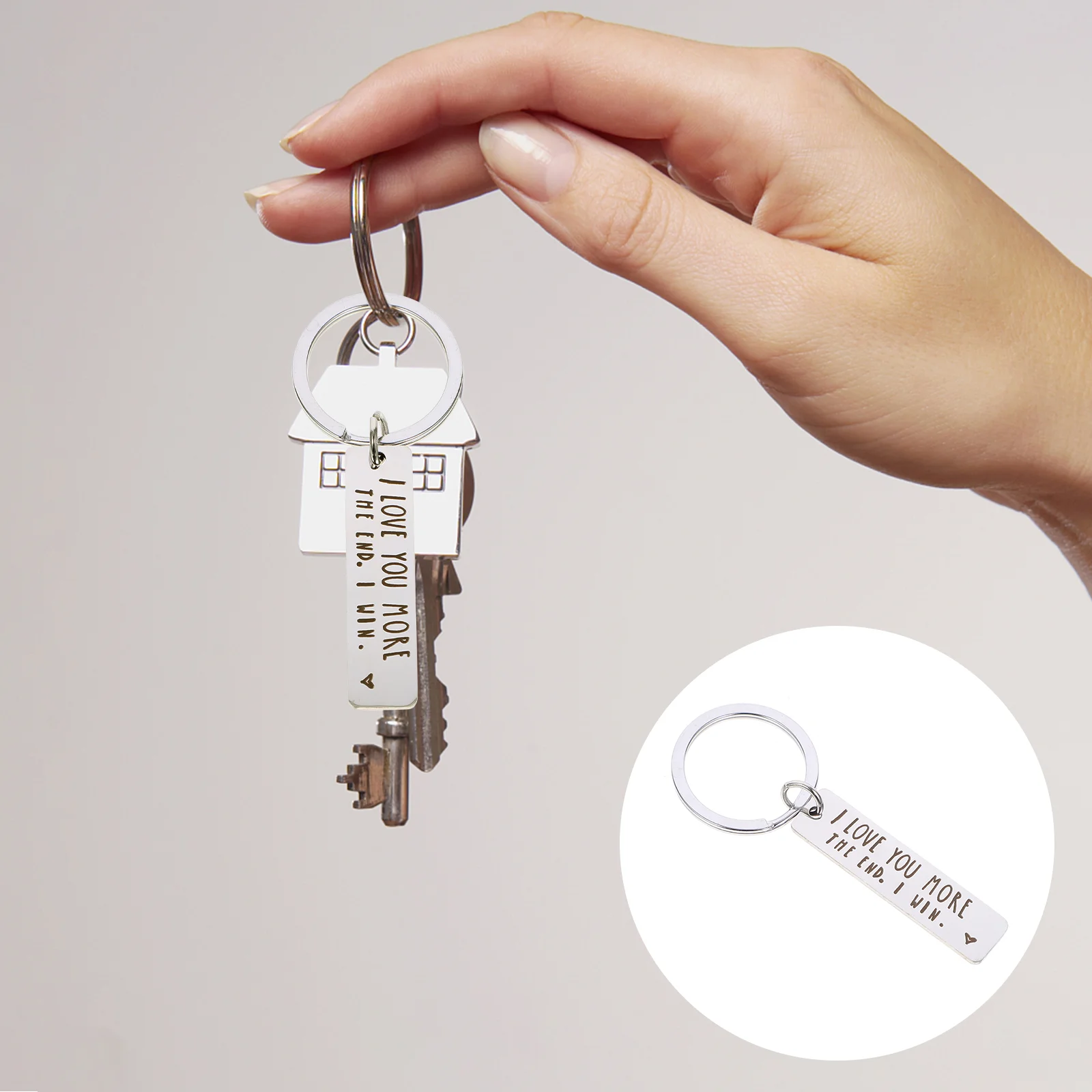 

Stainless Steel Key Chain Bag Hanging Pendant Decorative Couple Key Ring