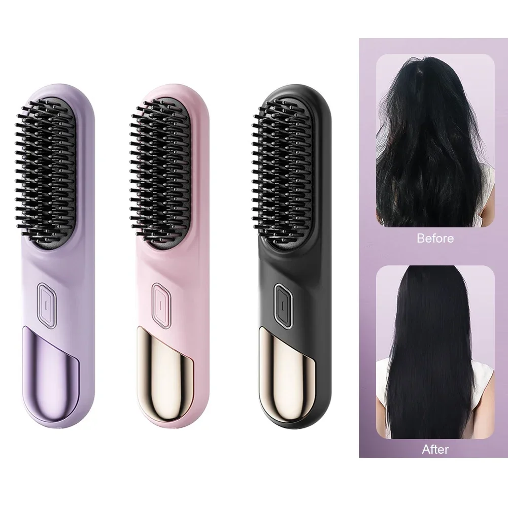 Hair Straighteners Wireless Mini Hair Curler Hot Comb Dryer Straightening Brush Styling Appliances Hot Comb Straightener