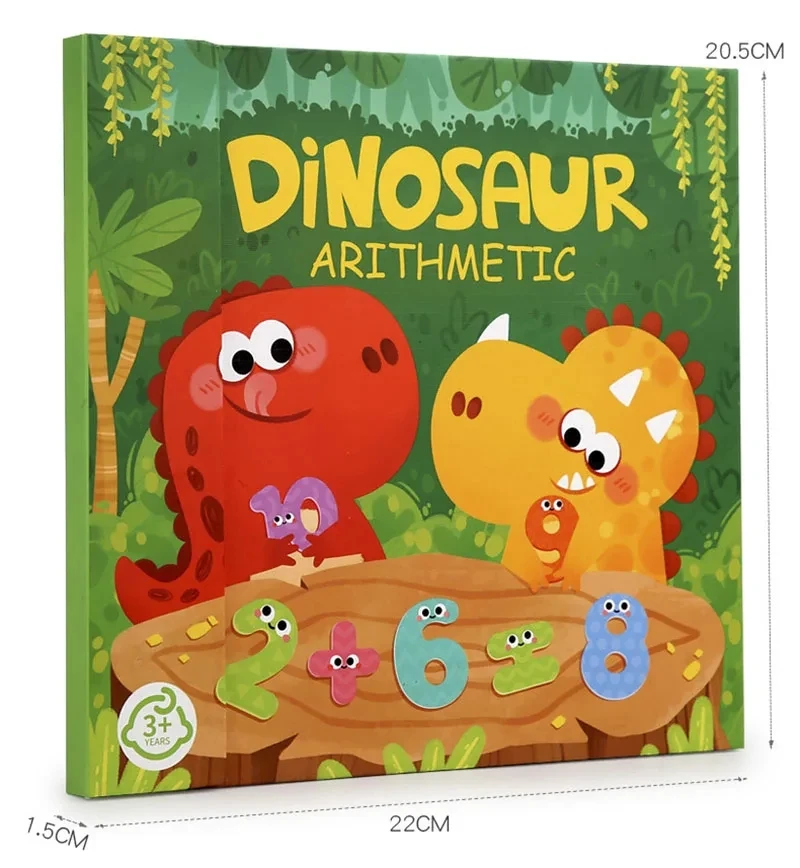 Children's Wooden Dinosaur Arithmetic Book Math Addition Subtraction Decomposition Math Toys Educational Toys Montessori Games