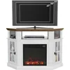 Fireplace Corner TV Stand, Entertainment Center with 18" Fireplace, TV Console Table with Glass Door Storage Cabinet (White) 6