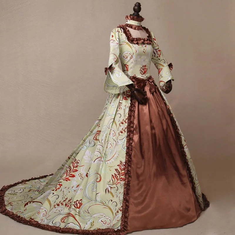 

New Renaissance Victorian Royal Queen Women Costume Halloween Outfit Carnival Medieval Gown Robe Train Dress For Adult Dress