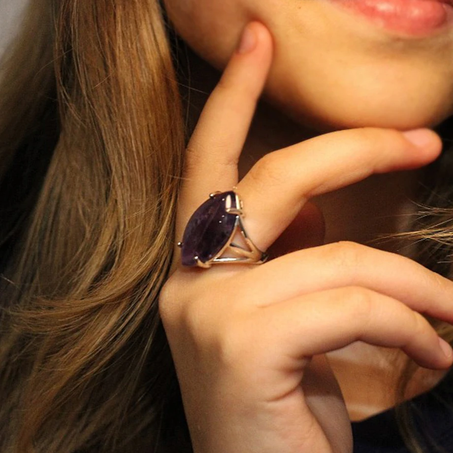 CSJA crystal rings natural stone ring for women men adjustable healing pink quartz lapis lazuli opal turquoise finger rings G574 finger ring adjustable rings