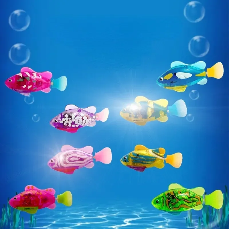 Electronic Fish Baby Summer Bath Toys Pet Cat Toy Swimming Robot Fish with LED Light Kids Water Swim Pool Bathtub Toy Funny Gift 3