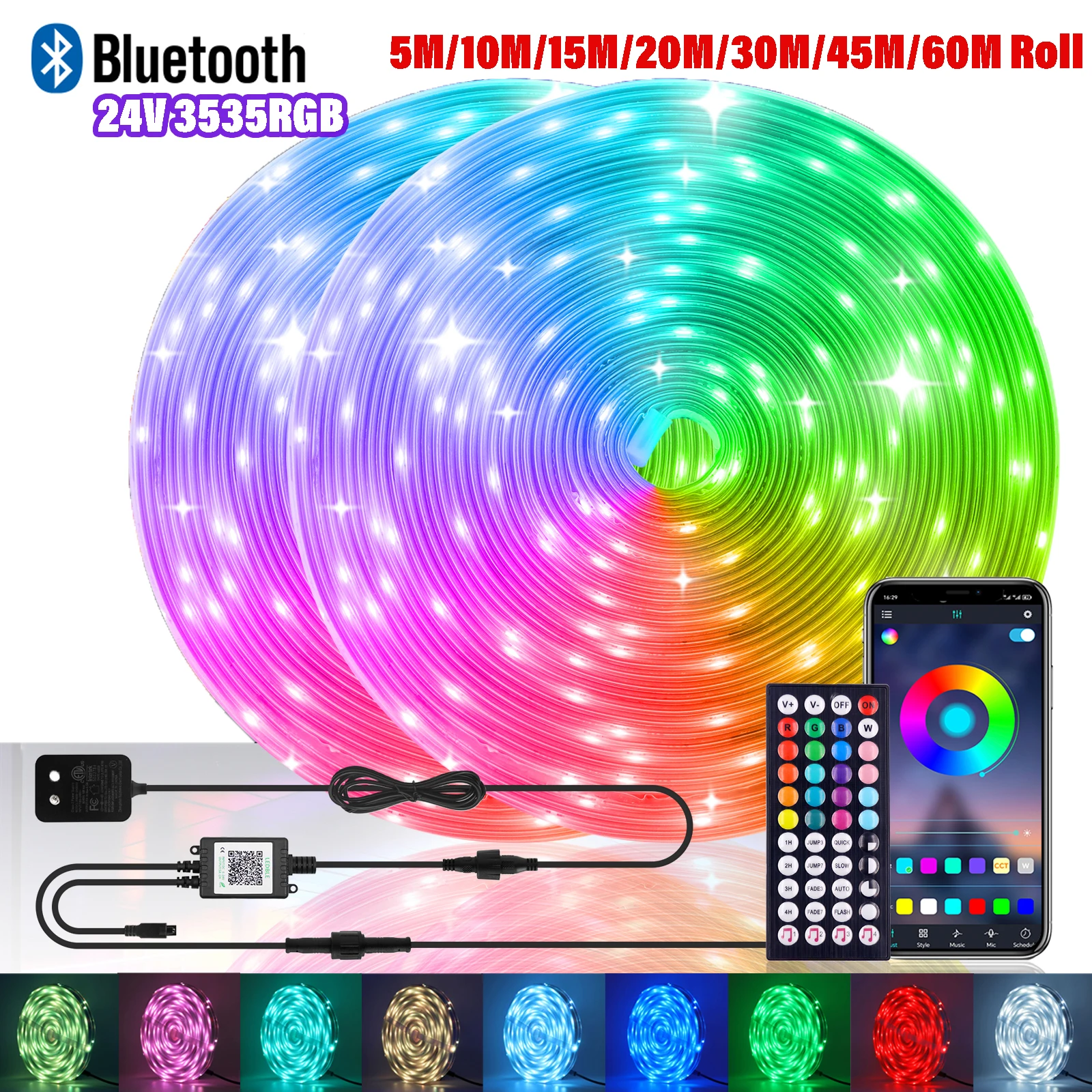 24V-RGB-LED-Strip-Light-3535SMD-Bluetooth-APP-Control-LED-Rope-Light-EU ...