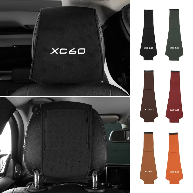 자동차 액세서리 모피 머리 받침 베개 보호대 커버, 볼보 XC60 T6 XC90 S60 C70 XC40 V40 XC70 V70 V60 V50 S80 S40 AWD V90