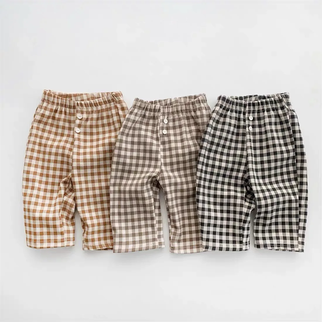 

1884A Children's Plaid Pants Spring Summer 2022 Korean Baby Boys' Trousers 0-3Year Girls' Casual Pants Trousers
