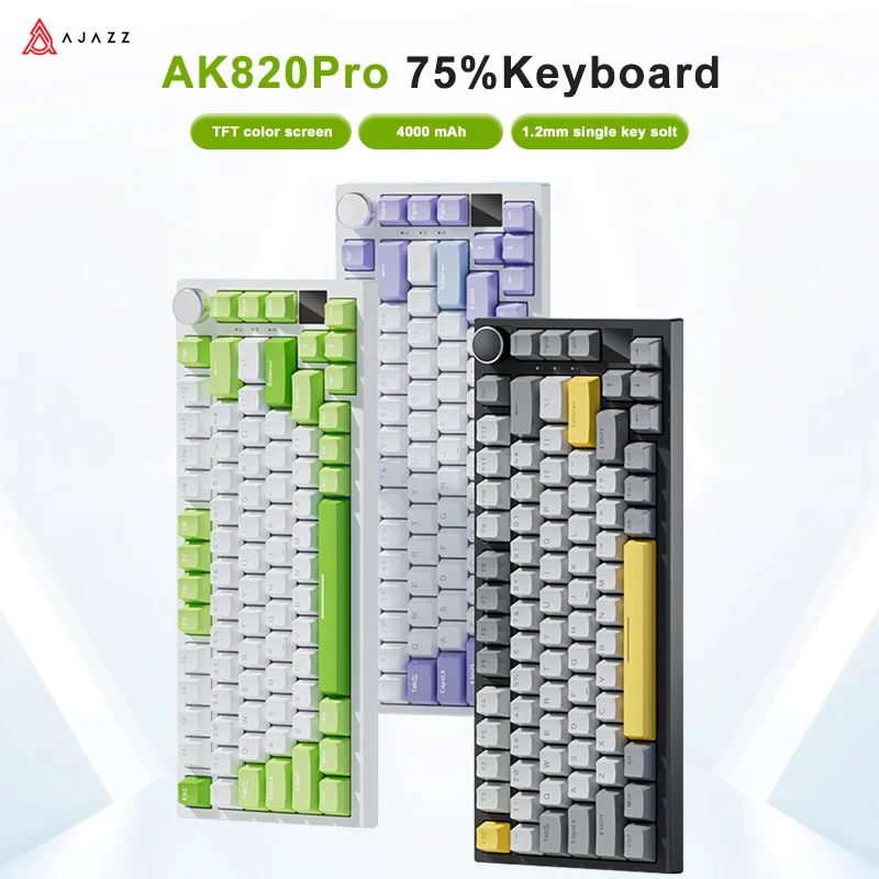 Ajazz AK820 Gaming Mechanical Keyboard 82 Keys Wired Bluetooth 2.4GHz Wireless Gamer Keyboard Custom Gasket for Laptop Pc