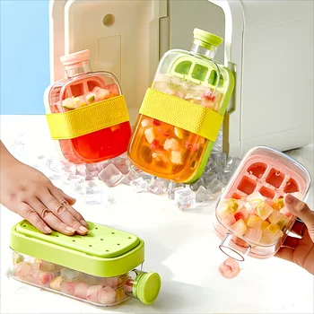 Bandeja de molde para cubitos de hielo, prensa para botella de hielo, tetera con pajita, whisky, helado, botella de agua, fabricante de cubitos de hielo, fácil prensa para liberar 1