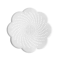 Silicone Flower - Shaped Drain Cover & Hair Catcher - 14.5cm (White)