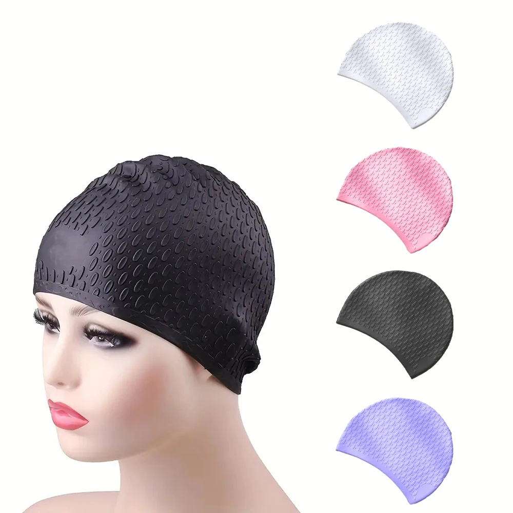 

Solid-Color Silicone Swimming Cap For Women High Elasticity Comfortable Diving Hat Swim Equipment