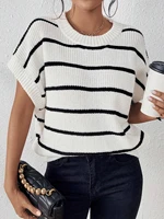 2024 New Women S Round Neck Knitted Top Striped Pullover Unique Fashion Knitted Top For Women.jpg