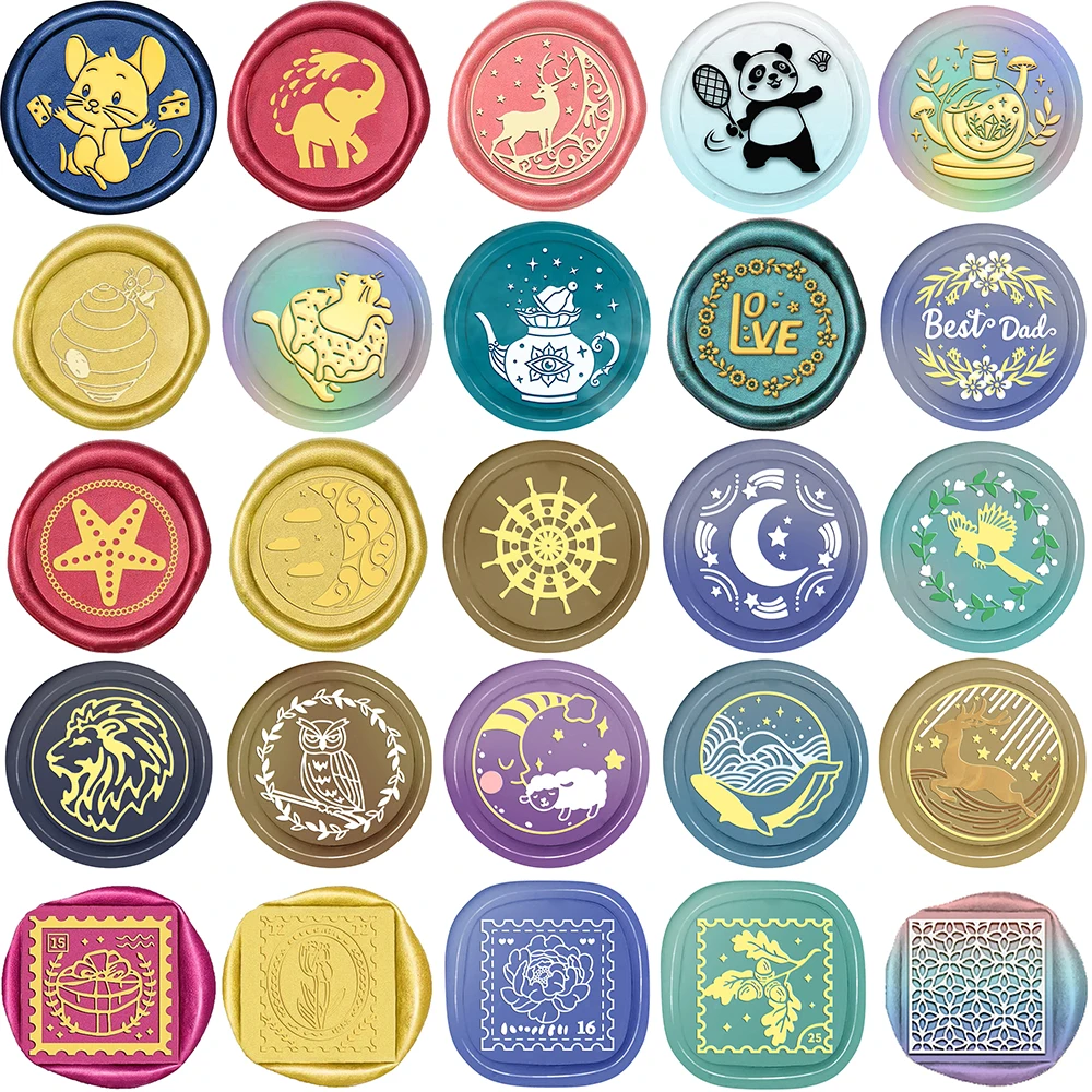 

Animal Elephant Panda Moose Wax Seal Stamp Head Moon Star Flower Branch Square Wax Stamper for DIY Wedding Envelope Cards 2023