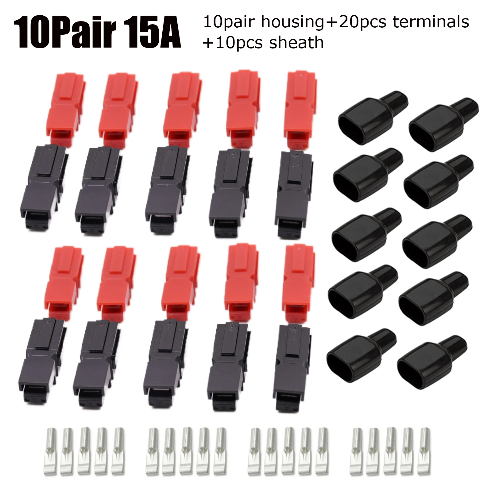 High-Amp Power Connectors with Rubber Dust Covers - 20 Pairs