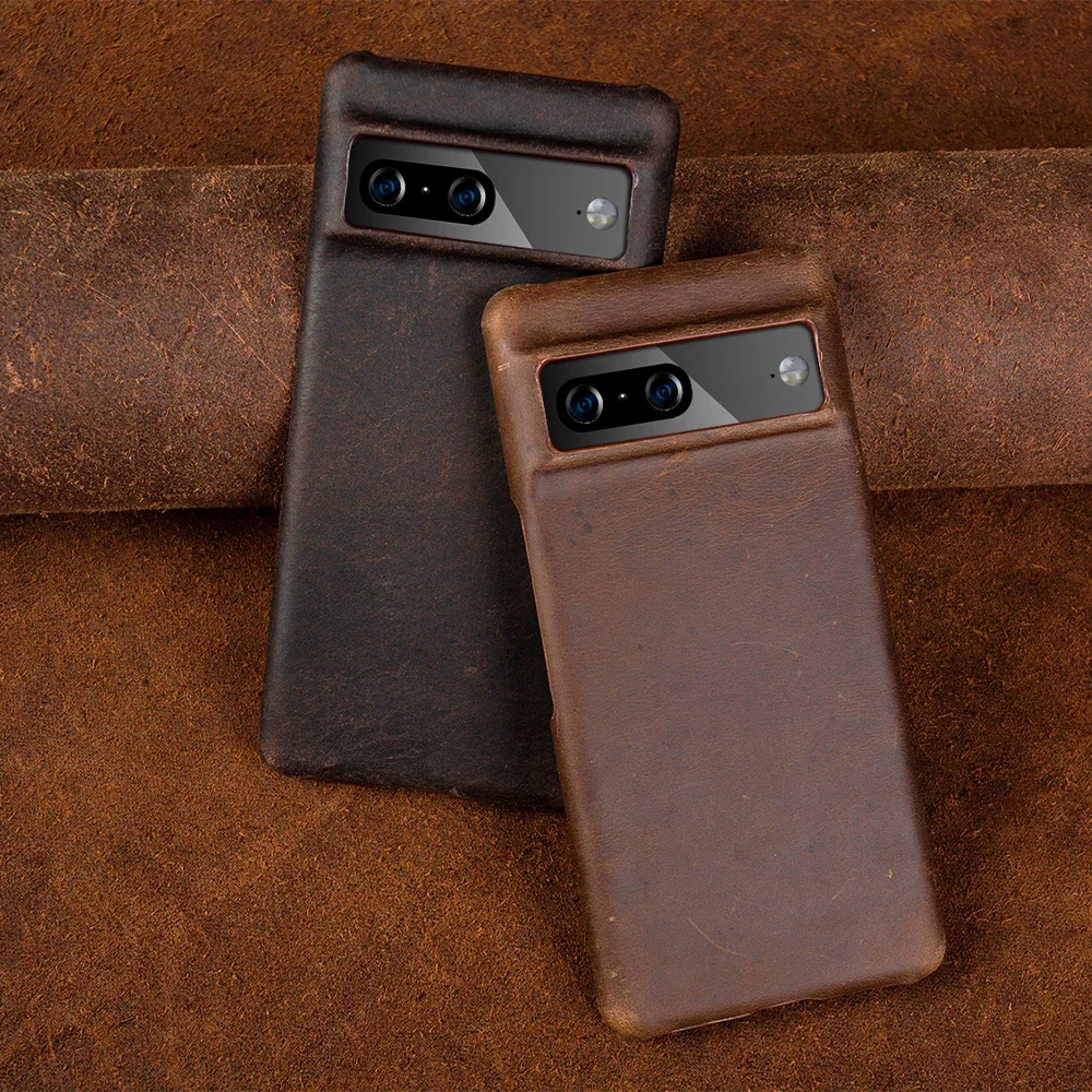 ZWW Crazy House Genuine Leather Vintage Aesthetic Phone Case