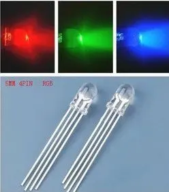 500 Pz/Lotto Multicolor 4Pin 5Mm Rgb Led Diodo Luce Lampada Tricolore Pacchetto Rotondo Anodo Comune Rgbled Led 5Mm Diodo A Emissione Luminosa