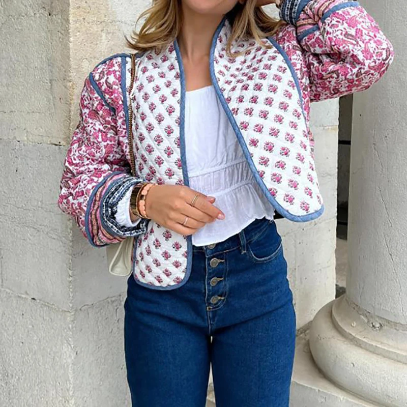 

American Y2K Stylish Women's Jackets and Coats Print Color Reversible Vintage Classic Loose Jaqueta Autumn Female Outwear C5571